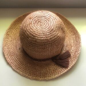 J. Crew Tan Woven Hat with Tassel